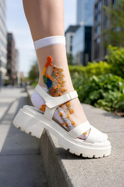 4-Pack Peacock Sheer Mesh Socks