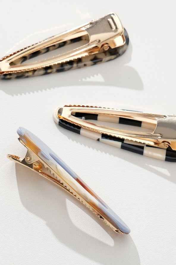 Gemma Printed Barrette Hair Clip, Set of 2