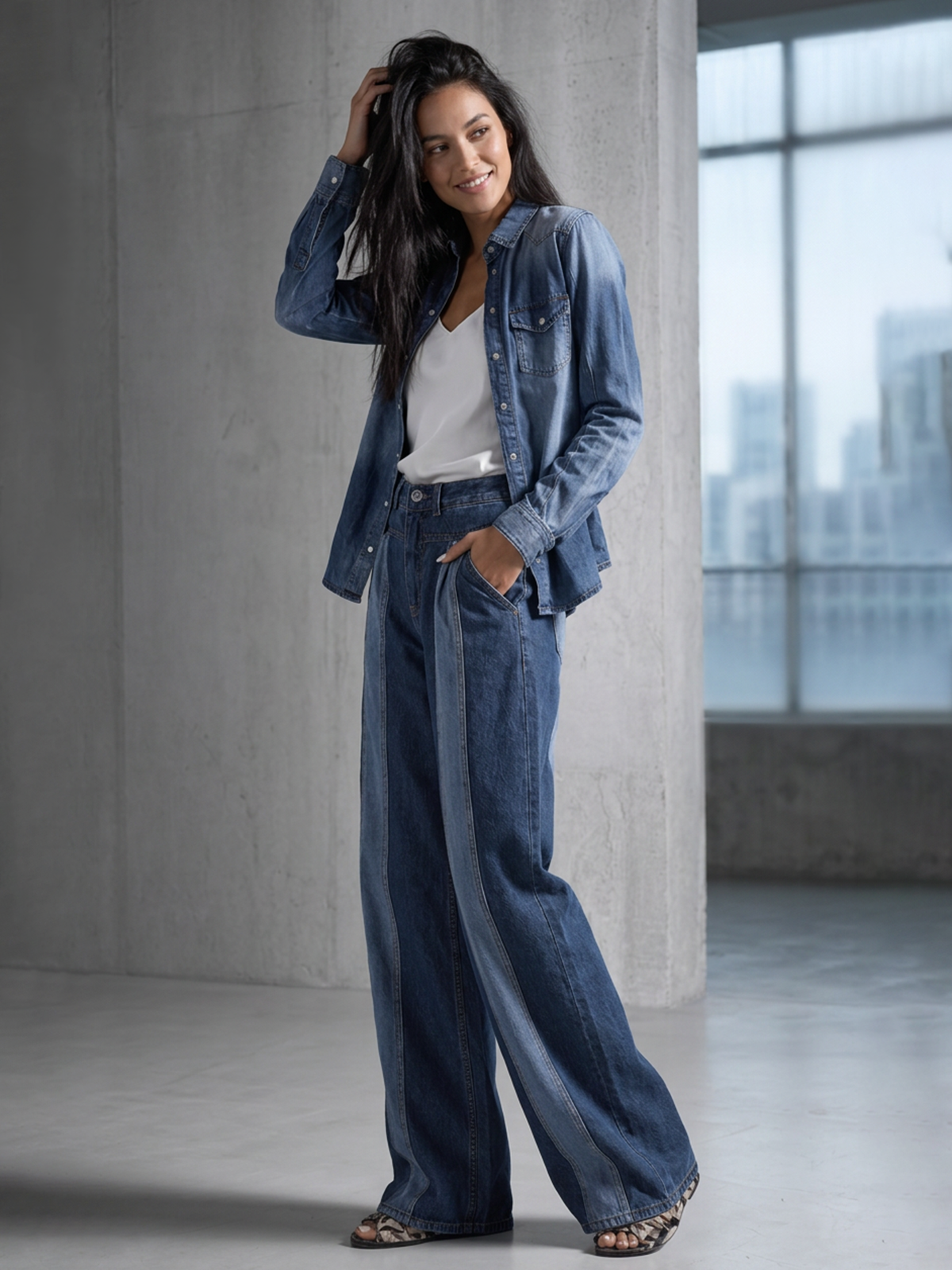 Zipper Split-Joint Pockets Elasticity Buttoned High Waisted Jean Pants Bottoms