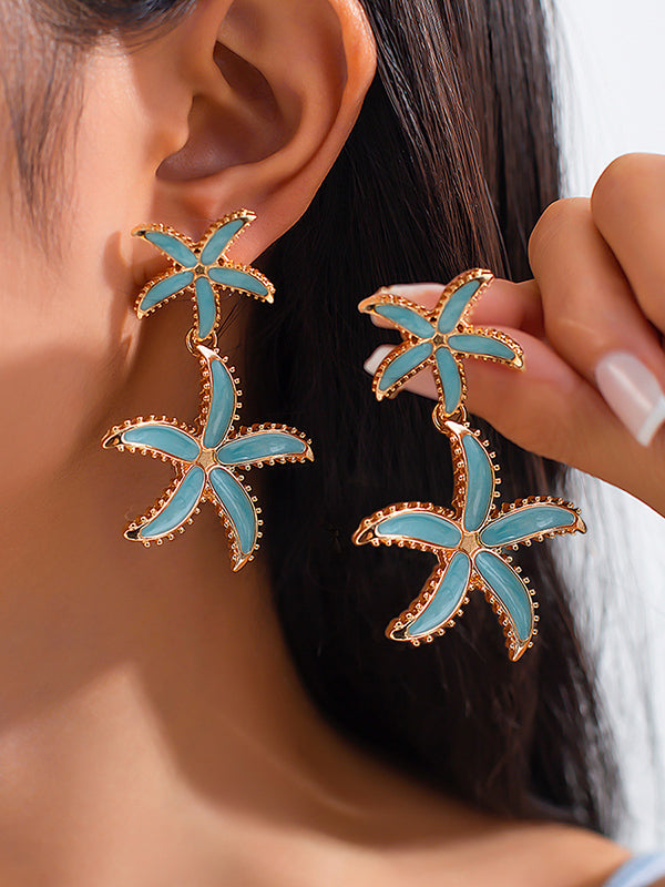 Geometric Drop Earrings BLUE One_size