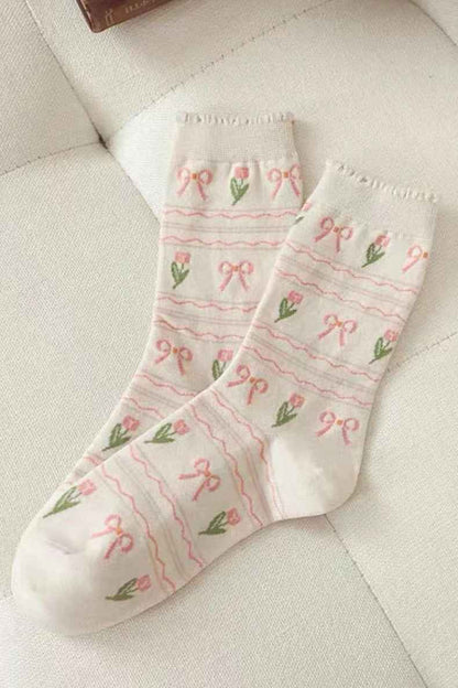 3-Pair Tulip Pattern Socks