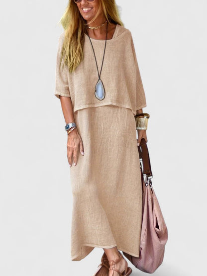 Lea | Women's Two-Piece Set Maxi Dress & Short Sleeve Top