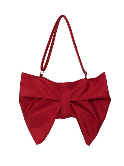 Bowknot Solid Color Zipper Shoulder Bags