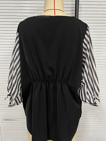 Half Sleeves Loose Split-Joint Round-Neck T-Shirts