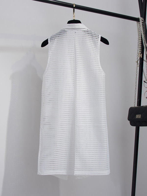 Original Simple Casual Solid Color Hollow Vest Outwear