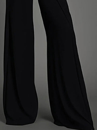 Loose Wide Leg High-Waisted Solid Color Pants Trousers