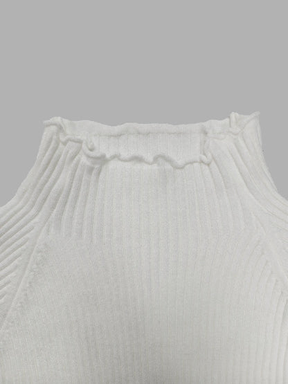 Simple Loose Solid Color High-Neck Sweater