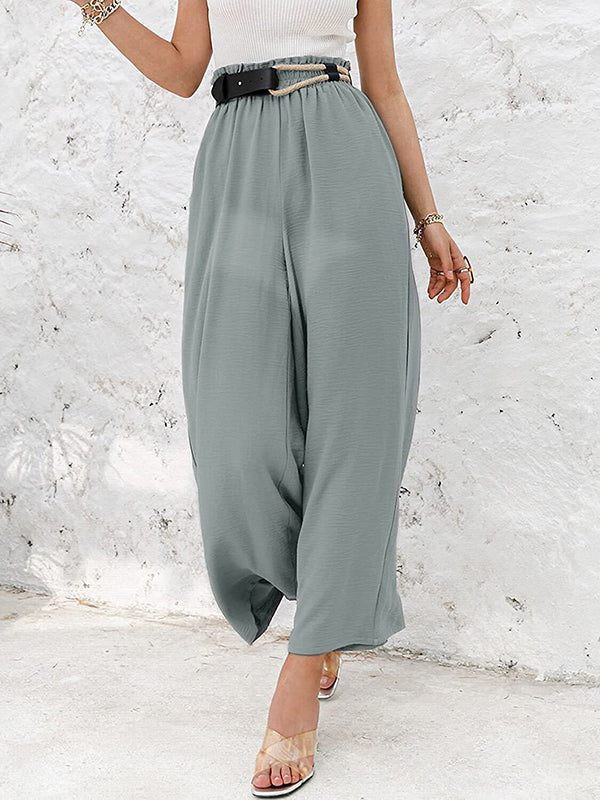 Simple Wide Leg Loose Elasticity Casual Pants Bottoms