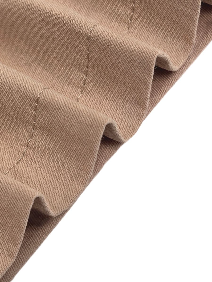 Solid Color Pockets Pleated Wide Leg Loose Pants