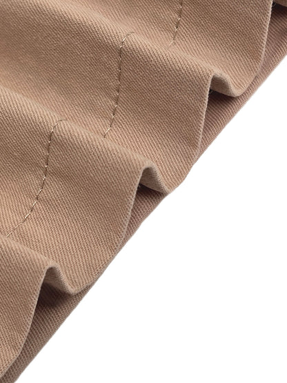 Solid Color Pockets Pleated Wide Leg Loose Pants