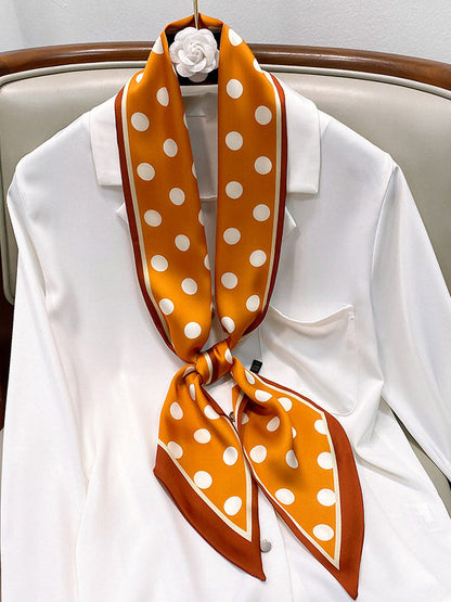 Vintage Polka-Dot Printed Hair Band& Silk Scarf