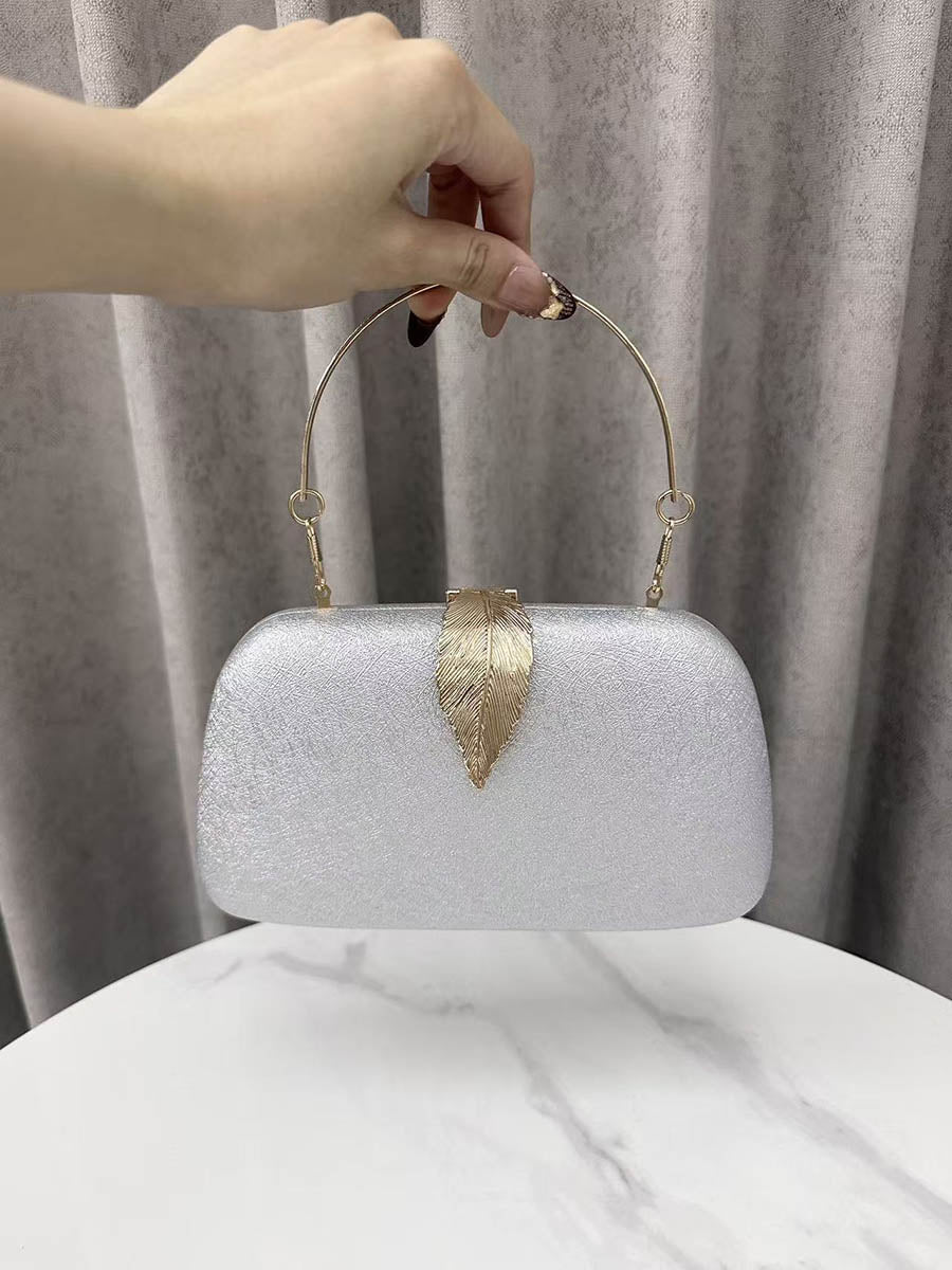 Chains Leaves Shape Lock Pleated Crossbody Bags Evening Bags & Clutches