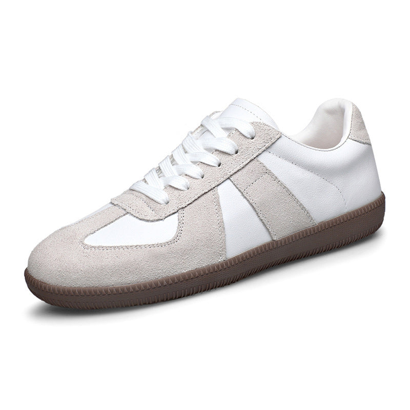 Men Leather German Army Trainers | Casual Walking Shoes | Jogging Sneakers | Tennis Trainers white