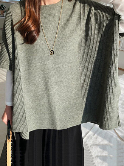 Casual Loose Split-Side Round-Neck Sweater Tops