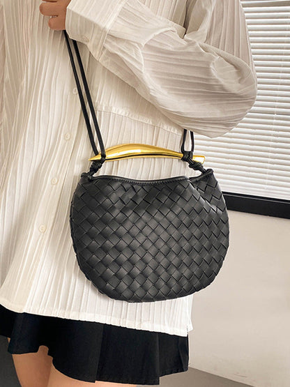 Geometric Split-Joint Woven Zipper Bags Handbags