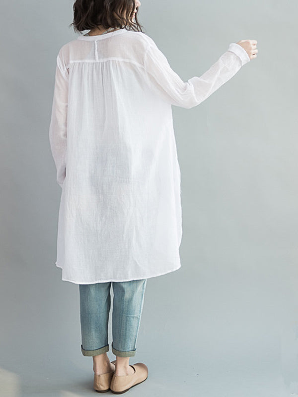 Original Solide Sonnenschutz-Bluse mit V-Ausschnitt 