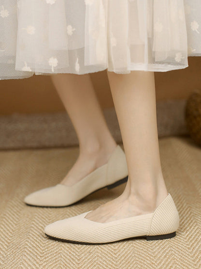 Solid Color Square-Toe Flats Shoes