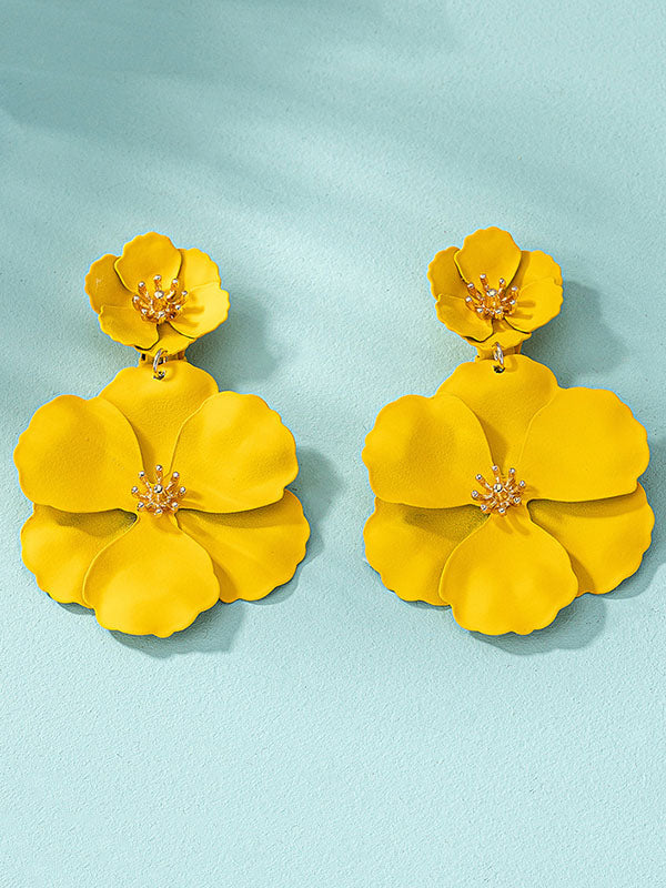 Flower Shape Drop Earrings Earrings Accessories YELLOW One_size