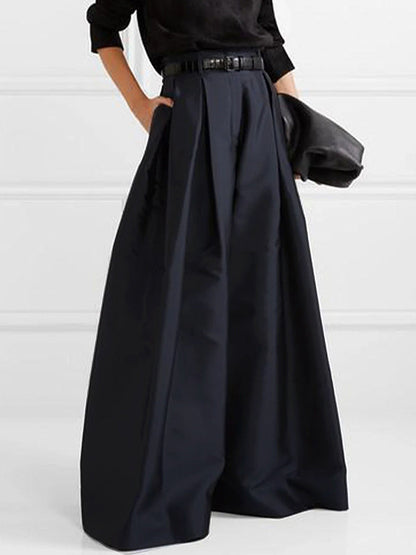 Solid Color Pleated Wide Pants Wide Leg Pants