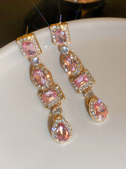 Rhine Stones Split-Joint Water Drop Earrings Accessories