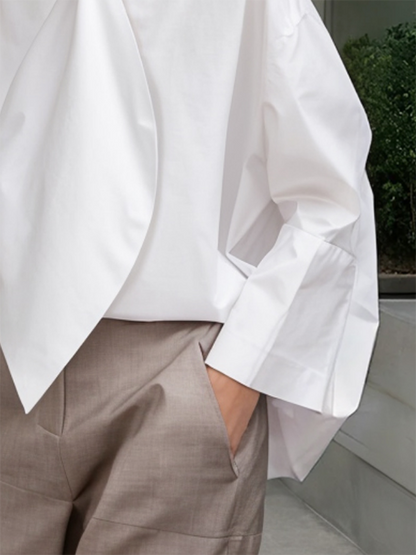 Lange Ärmel, lockere, einfarbige Blusen und Hemden mit gebundenem Stehkragen 