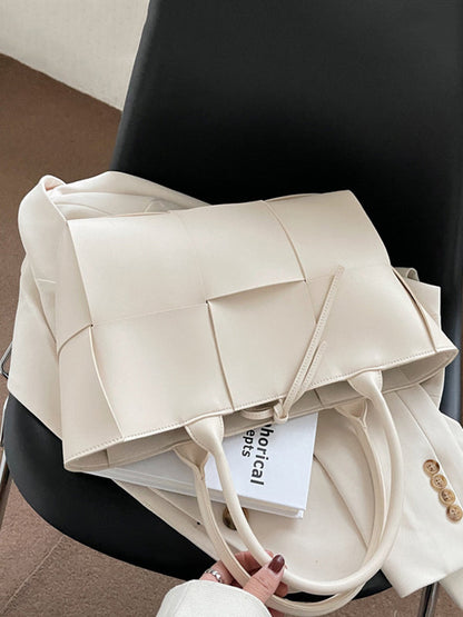 Solid Color Split-Joint Woven Shoulder Bags Handbags
