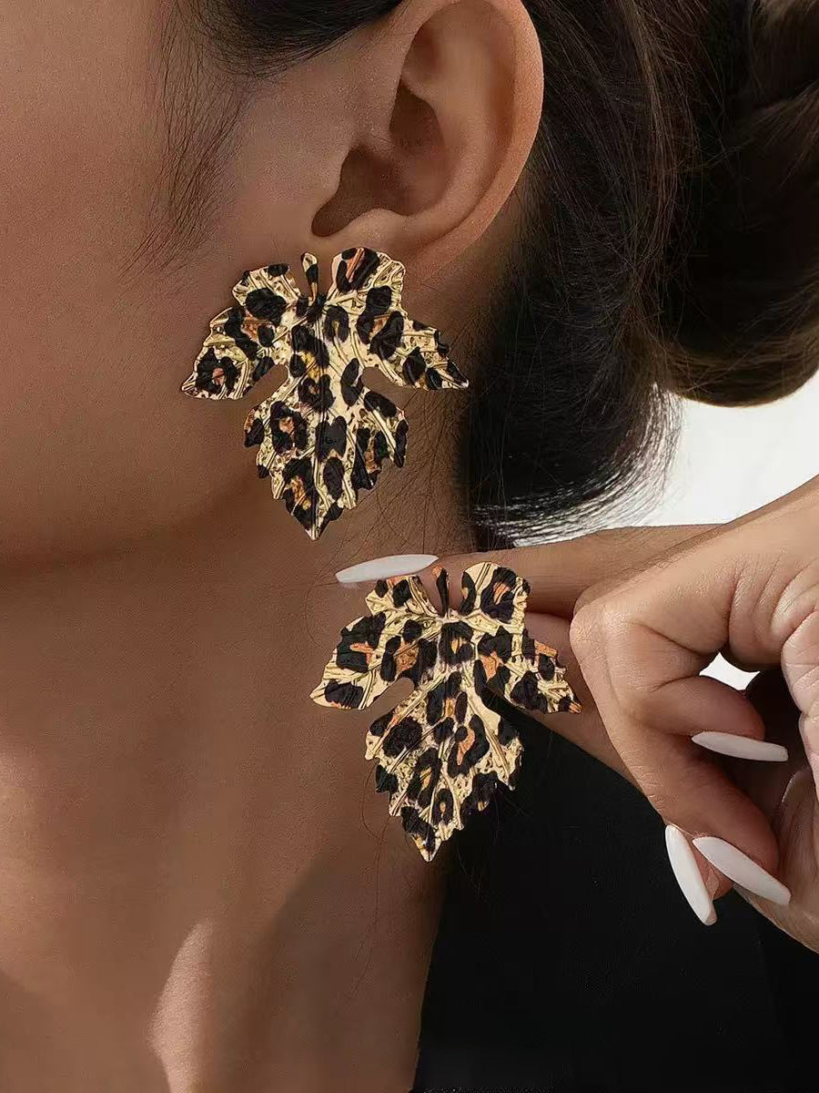 Leopard Leaves Shape Earrings Accessories