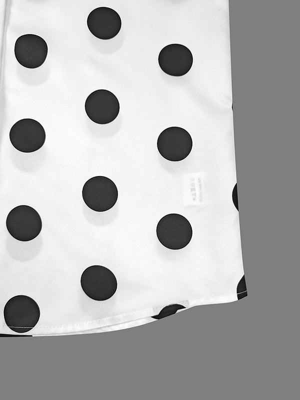 Blusen und Hemden mit langen Ärmeln, lockerem, geknöpftem, gepunktetem Revers und geteiltem Saum 