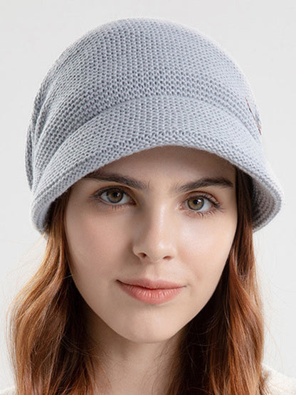 Flat Brim Solid Color Split-Joint Hats Knitted Hats