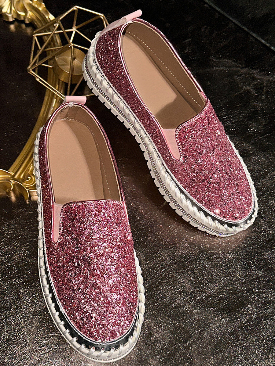 Sequined Round-Toe Shoes