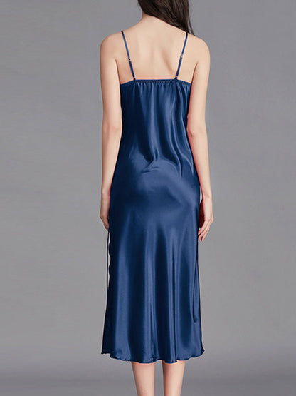 Loose Sleeveless Solid Color Spaghetti-Neck Babydolls Nightdress Pajama