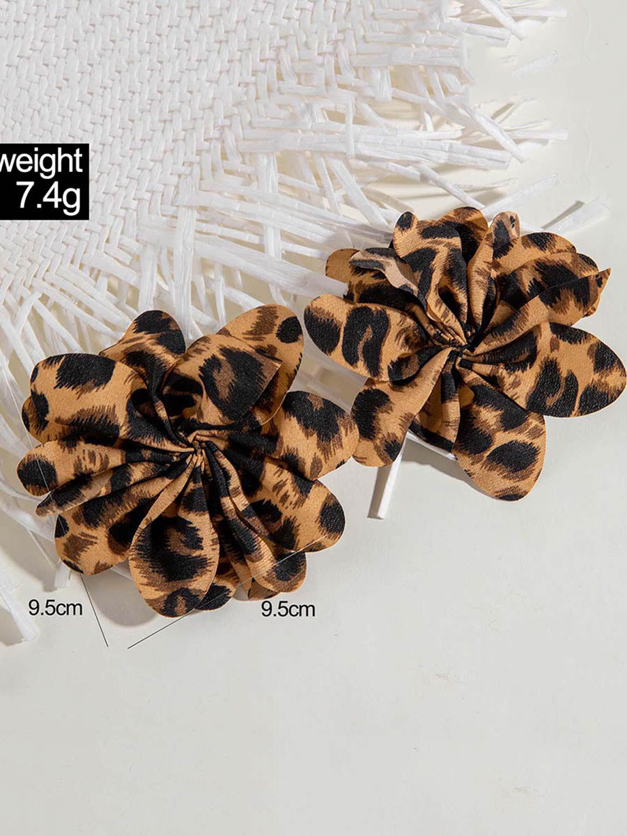 Flower Shape Leopard Drop Earrings