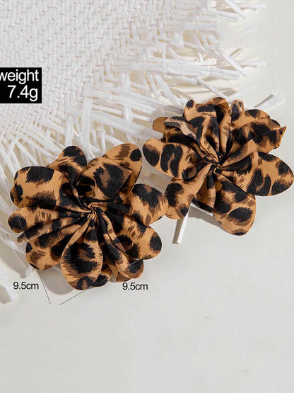 Flower Shape Leopard Drop Earrings