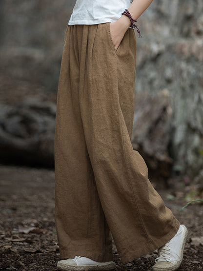 Elastische, einfarbige Hose mit weitem Bein 