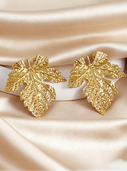 Solid Color Leaves Shape Earrings Accessories
