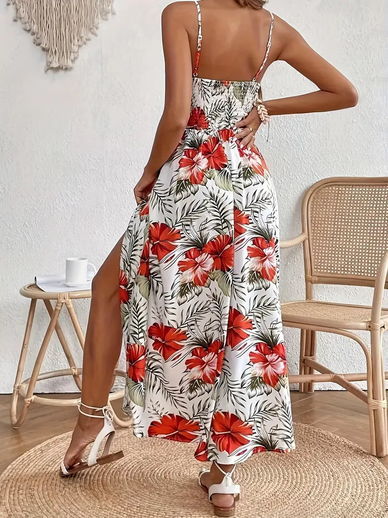 Ruby | Women's Floral Flowy Draped Midi Dress Summer 2026