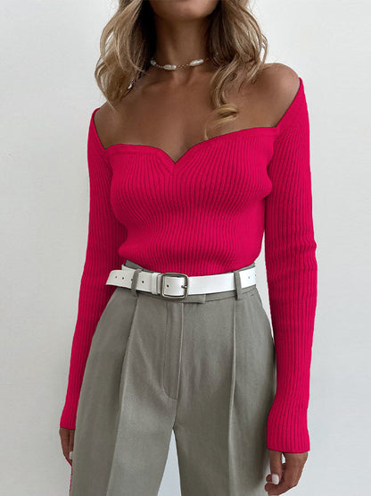 Urban Skinny Solid Color Square-Neck Sweater Tops