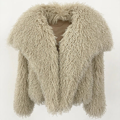 Short Mongolian Fur Coat | Women Luxury Cropped Fur Coat | Warm | Winter