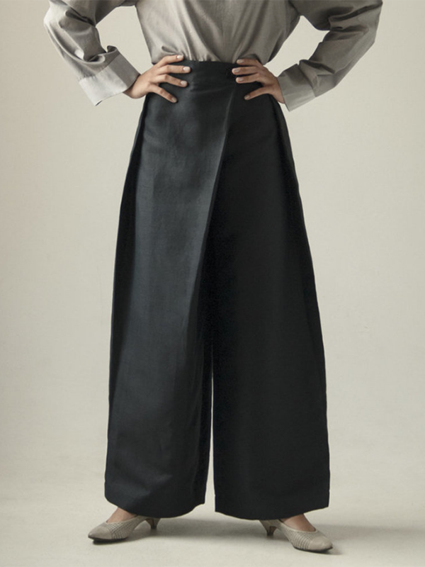 Loose Wide Leg Asymmetric Solid Color Casual Pants Bottoms Trousers