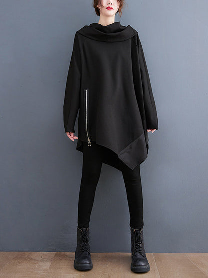 Original Loose Irregular Zipper Long Sleeves Sweatshirt