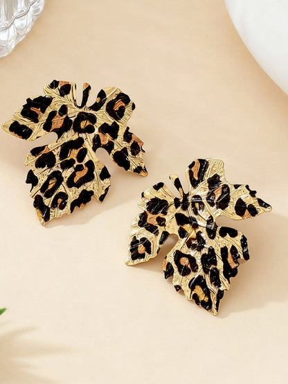 Leopard Leaves Shape Earrings Accessories