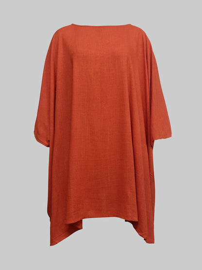 Batwing Sleeves Half Sleeves Solid Color Top + Contrast Color Wide Leg Pants Two Pieces Set