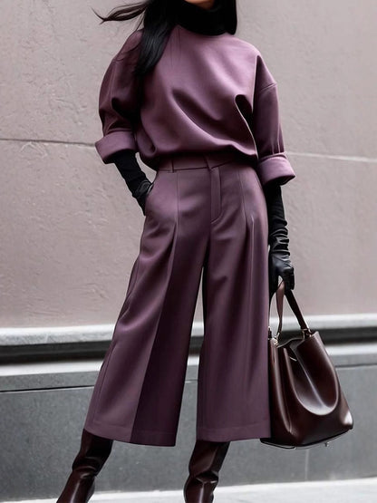 Solid Color Simple Casual Suit Trousers Set