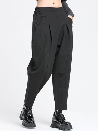 Pantalon sarouel simple, ample, élastique, couleur unie, décontracté 