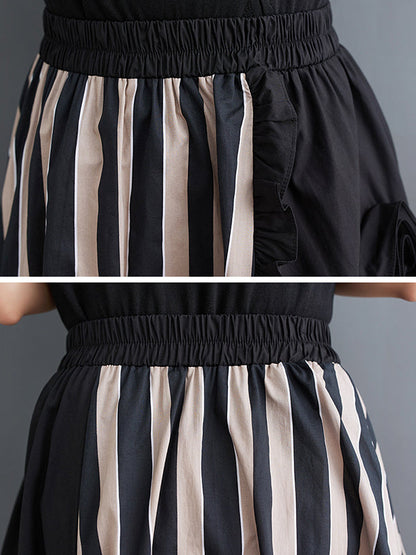 Jupes taille haute élastiques amples à fleurs et à fentes 