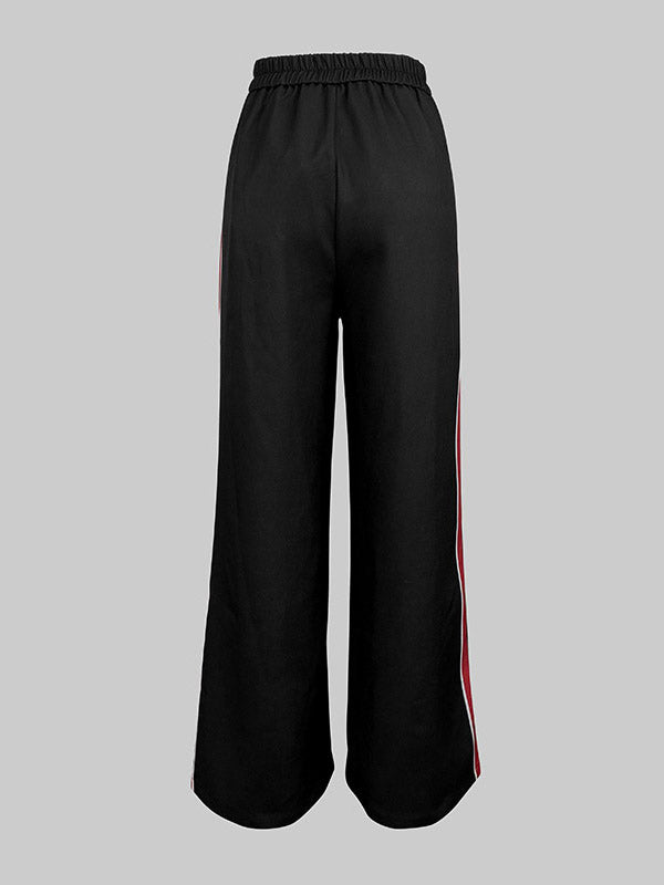 High Waisted Loose Contrast Color Printed Pants Trousers