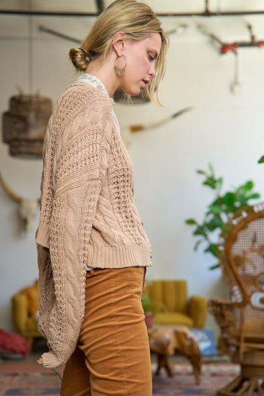 Cable Knit Crop Cardigan