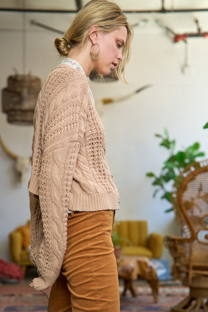 Cable Knit Crop Cardigan