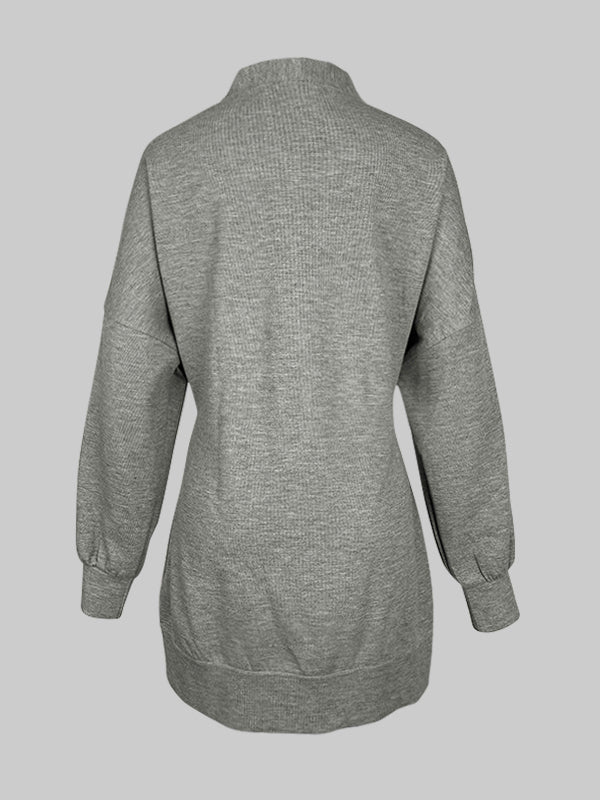 Long Sleeves Split-Joint V-Neck Outerwear