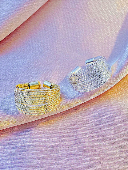 Bagues creuses réglables à paillettes de couleur unie, accessoires 